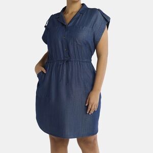 Time & Tru blue short sleeve shirt dress size XXXL